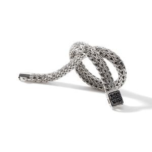 JOHN HARDY Black Sapphire Sterling Silver Balinese Rope Chain Bracelet